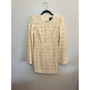 Black‎ Halo Eve Dress Houndstooth Textured Bell Sleeve Mini Dress Size 4